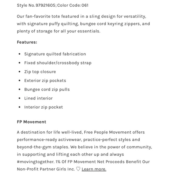 FP Movement quilted baby carryall sling bag mahogany NWT - Picture 4 of 7